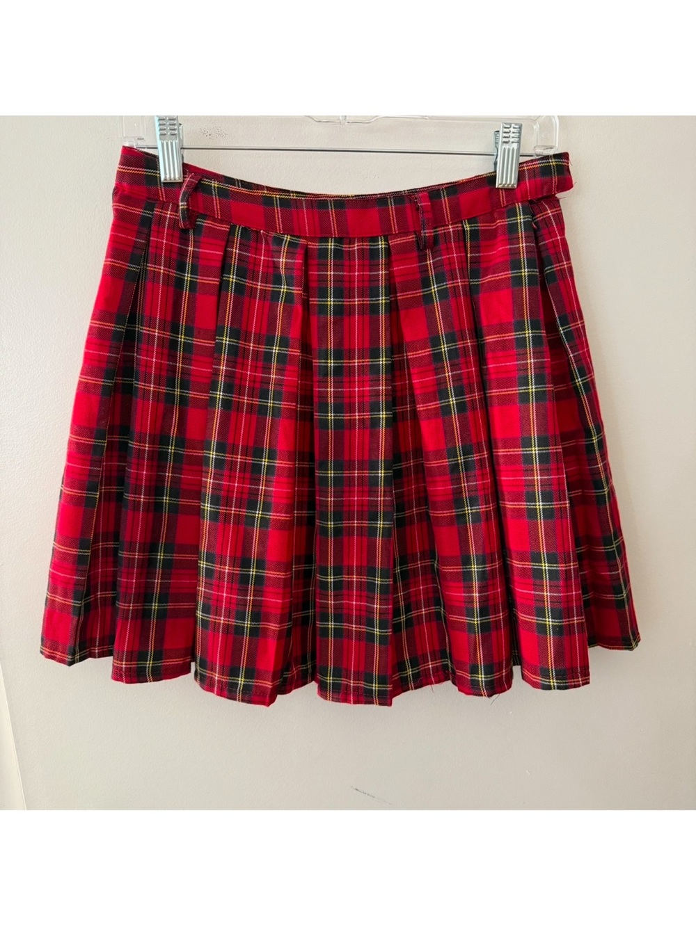 Social Collision Red Plaid Skirt Size Medium